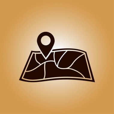 harita ve PIN, vektör çizim basit simgesi