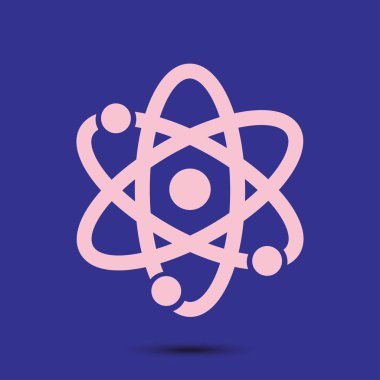 Atom işareti simgesi. Atom bölümü simgesi. Düz tasarım stili.