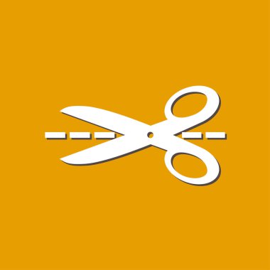 Makas ile kesme hatları simgesi. Rozet yer kesme.