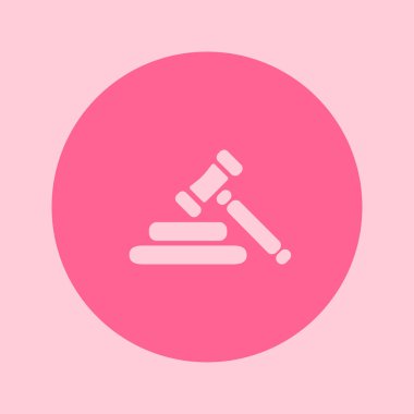 Açık artırma çekiç piktogram. Hukuk hakimi tokmak simgesi. Düz tasarım stili.