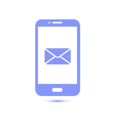 Akıllı telefon e-posta veya sms simgesi. Mobil posta işareti simgesi.