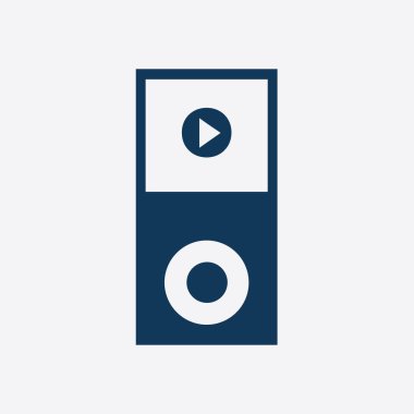 Taşınabilir kitle iletişim araçları oyuncu simgesi. Düz tasarım stili. 