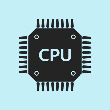 Devre kartı simgesi. Teknoloji düzeni kare simgesi. Düz tasarım stili.