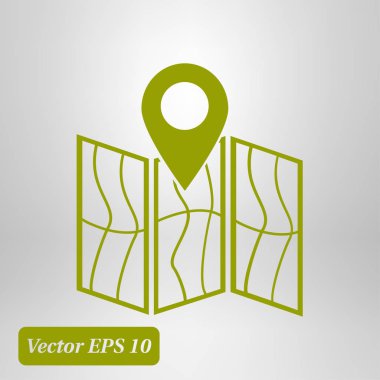 harita ve PIN, vektör çizim basit simgesi