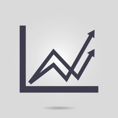 İş grafiği. Infographic. Grafik simgesini. Büyüyen grafik erkek. Düz tasarım stili.