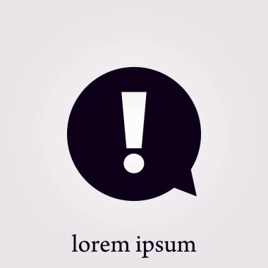 Ünlem işareti. Tehlike uyarı sembolü. Düz tasarım stili. Vektör.