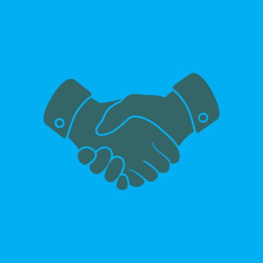 El sıkışma işareti simgesi. Başarılı iş sembolü. Düz tasarım stili.