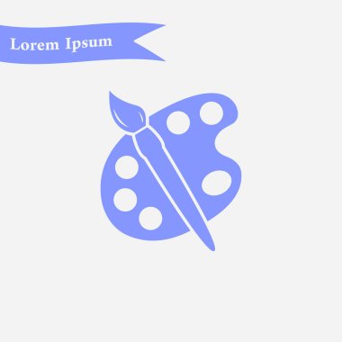 Boya fırça paleti simgesi ile. Düz tasarım stili.