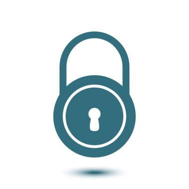 Kilit simgesi. Düz tasarım stili. Kullanıcı erişimi.