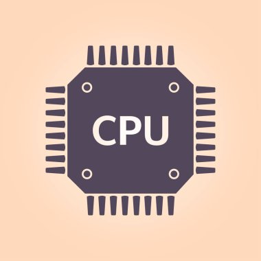 Devre kartı simgesi. Teknoloji düzeni kare simgesi. Düz tasarım stili.