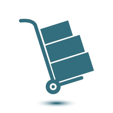 Kutuları simge kamyonla. El kamyon işareti simgesi.