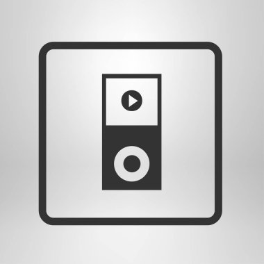 Taşınabilir kitle iletişim araçları oyuncu simgesi. Düz tasarım stili. 