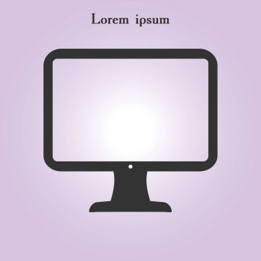 Bilgisayar ekran işareti simgesi. Düz tasarım stili.
