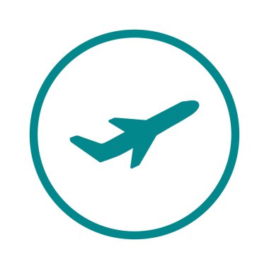 Uçak uçuş biletleri hava sinek seyahat kalkış siluet öğesi. Uçak sembolü. Seyahat etmek simge. Düz tasarım. 