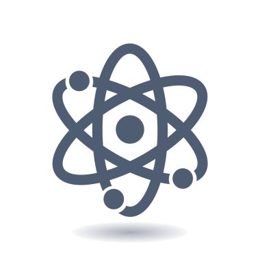 Atom işareti simgesi. Atom bölümü simgesi. Düz tasarım stili.