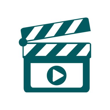 Film yapımcısı clapper kurulu simgesi. Düz tasarım stili.