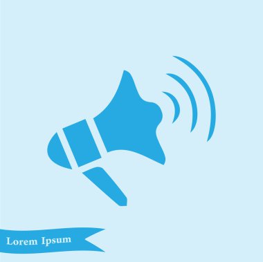 Yakında simge megafon. Hoparlör simgesi. Haberler ve acil reklamlar.