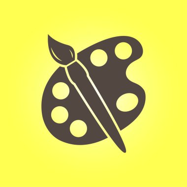 Boya fırça paleti simgesi ile. Düz tasarım stili.