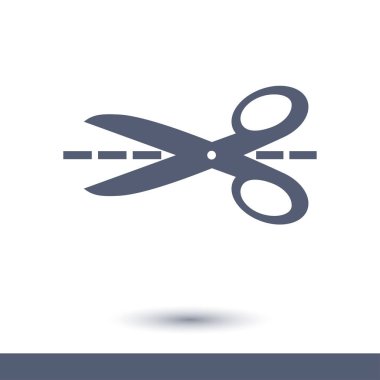 Makas ile kesme hatları simgesi. Rozet yer kesme.