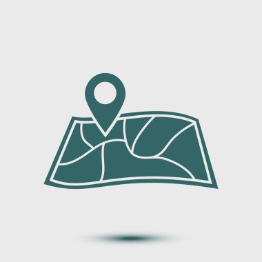 harita ve PIN, vektör çizim basit simgesi