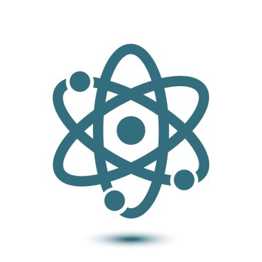 Atom işareti simgesi. Atom bölümü simgesi. Düz tasarım stili.
