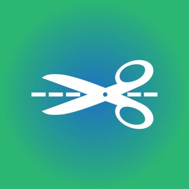 Makas ile kesme hatları simgesi. Rozet yer kesme.