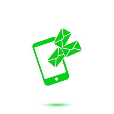 Akıllı telefon e-posta veya sms simgesi. Mobil posta işareti simgesi.