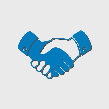 El sıkışma işareti simgesi. Başarılı iş sembolü. Düz tasarım stili.