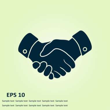 El sıkışma işareti simgesi. Başarılı iş sembolü. Düz tasarım stili.