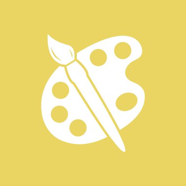 Boya fırça paleti simgesi ile. Düz tasarım stili.