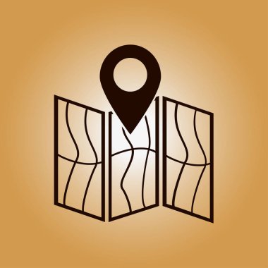 harita ve PIN, vektör çizim basit simgesi