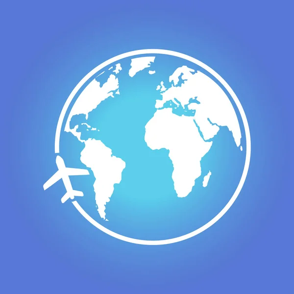 Flugzeug Ikone Reisen Weltreise Flacher Designstil — Stockvektor