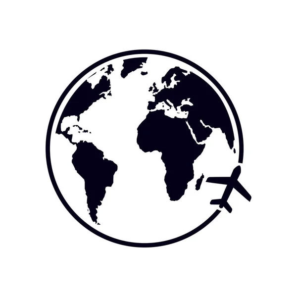 Icono Del Avión Viaje Viaje Alrededor Del Mundo Estilo Diseño — Vector de stock