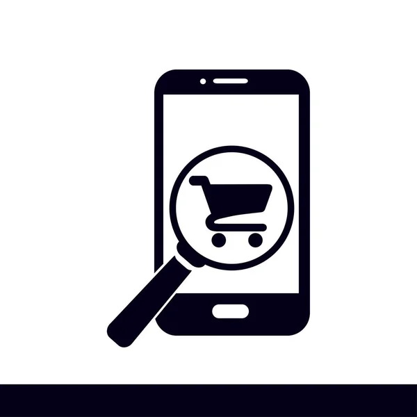 Cam Shoping Akıllı Telefon Arıyor Shoping Online Simgesi — Stok Vektör