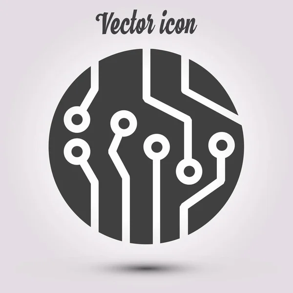 Icono Placa Circuito Esquema Tecnología Símbolo Cuadrado Estilo Diseño Plano — Vector de stock