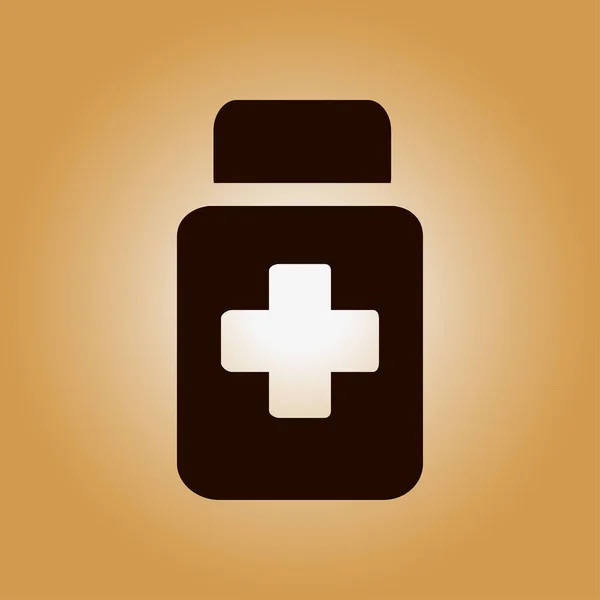 薬は記号アイコンです 薬と一緒に梱包してください フラットなデザイン スタイル — ストックベクタ