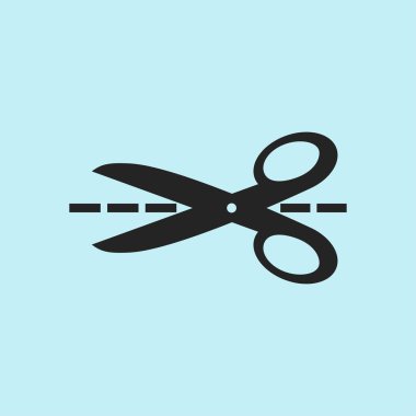 Makas ile kesme hatları simgesi. Rozet yer kesme.