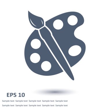 Boya fırça paleti simgesi ile. Düz tasarım stili.