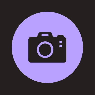 Fotoğraf kamera simgesi. DSLR kamera işareti simgesi. Dijital fotoğraf makinesi. Düz tasarım stili. 