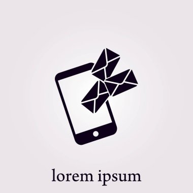 Akıllı telefon e-posta veya sms simgesi. Mobil posta işareti simgesi.