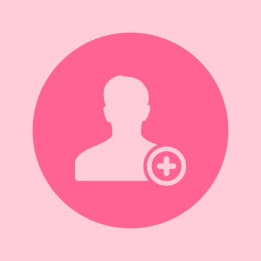 Kullanıcı işareti simgesi ekleyin. Arkadaş simgesi eklemek. Düz tasarım stili.