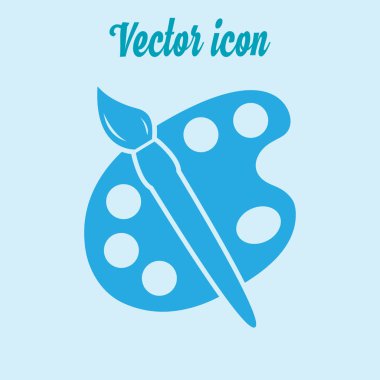 Boya fırça paleti simgesi ile. Düz tasarım stili.