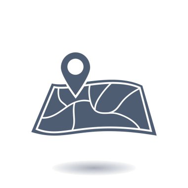 harita ve PIN, vektör çizim basit simgesi