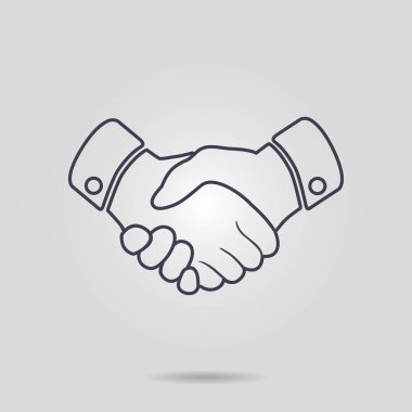 El sıkışma işareti simgesi. Başarılı iş sembolü. Düz tasarım stili.