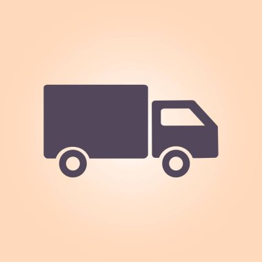 Teslimat kamyonu işareti simgesi. Kargo van sembolü. Sevk irsaliyelerini ve ücretsiz teslim. Düz stil. Vektör.