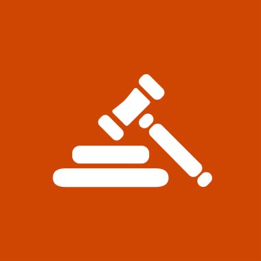 Açık artırma çekiç piktogram. Hukuk hakimi tokmak simgesi. Düz tasarım stili.