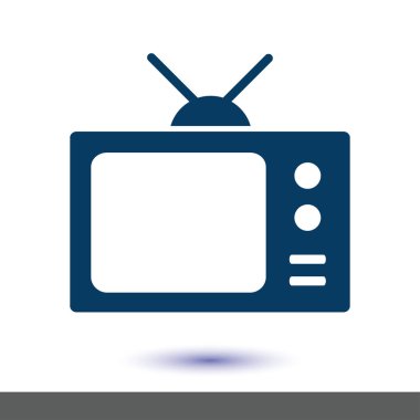 TV simgesi. Düz tasarım stili. Simge kitle iletişim araçları.  