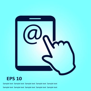 Değmek perde tablet Pc işareti simgesi. El işaretçi simgesi. Posta ekran Tablet PC.