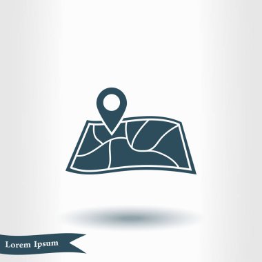 harita ve PIN, vektör çizim basit simgesi