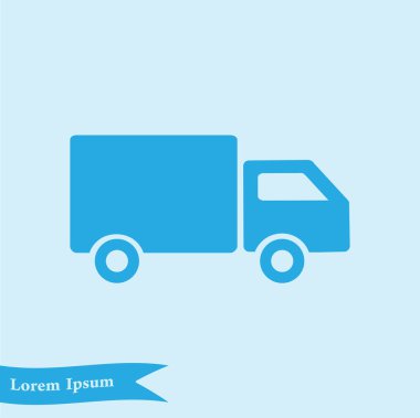 Teslimat kamyonu işareti simgesi. Kargo van sembolü. Sevk irsaliyelerini ve ücretsiz teslim. Düz stil. Vektör.